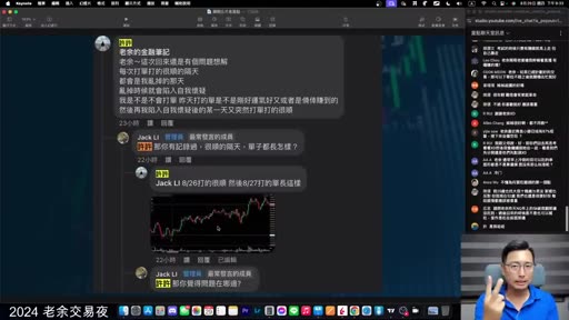 即時盤中與觀眾討論交易紀錄與檢討的聊天畫面